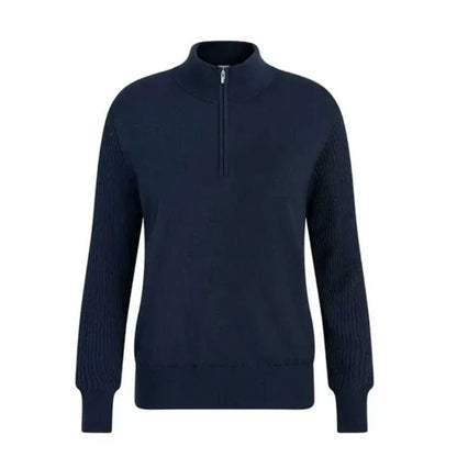 Pull de golf homme PING Pamela - vue de face à plat | #color_bleu-fonce