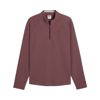 Pull de golf homme Puma Boulder 2.0 1/4 Zip - vue de face à plat | #color_marron