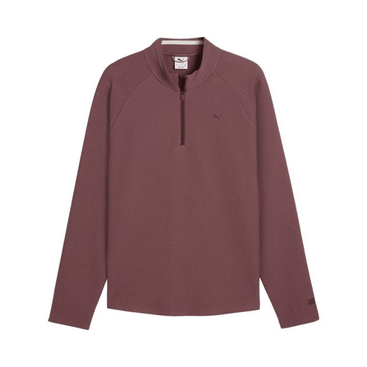 Pull de golf homme Puma Boulder 2.0 1/4 Zip - vue de face à plat | #color_marron