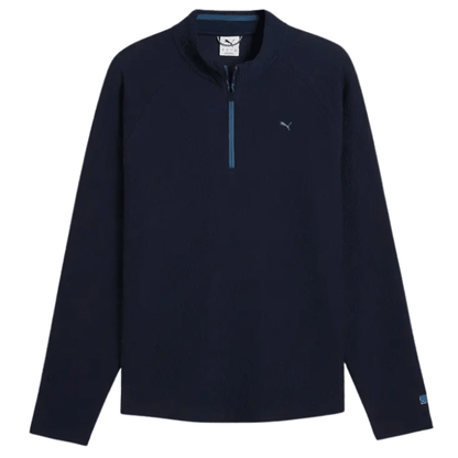 Pull de golf homme Puma Boulder 2.0 1/4 Zip - vue de face à plat | #color_marine