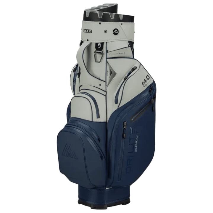 Sac chariot de golf BIG MAX Drilite Silencio 3 - vue trois quarts | #color_marine/blanc