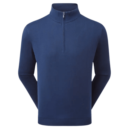 Sweat de golf homme Footjoy Drirelease Half-Zip Lined Sweater - vue de face à plat | #color_marine