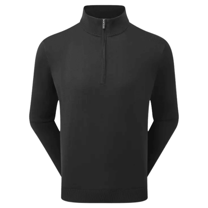 Sweat de golf homme Footjoy Drirelease Half-Zip Lined Sweater - vue de face à plat | #color_noir