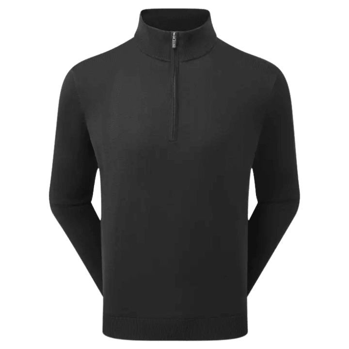 Sweat de golf homme Footjoy Drirelease Half-Zip Lined Sweater - vue de face à plat | #color_noir