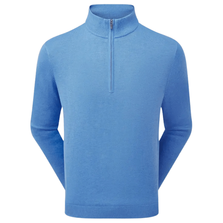 Sweat de golf homme Footjoy Drirelease Half-Zip Lined Sweater - vue de face à plat | #color_bleu-chine