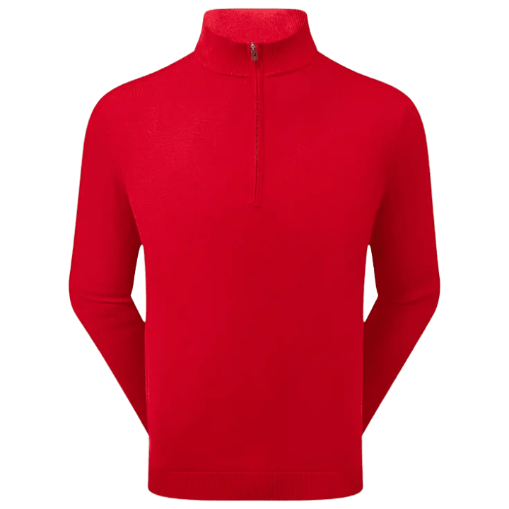 Sweat de golf homme Footjoy Drirelease Half-Zip Lined Sweater - vue de face à plat | #color_rouge